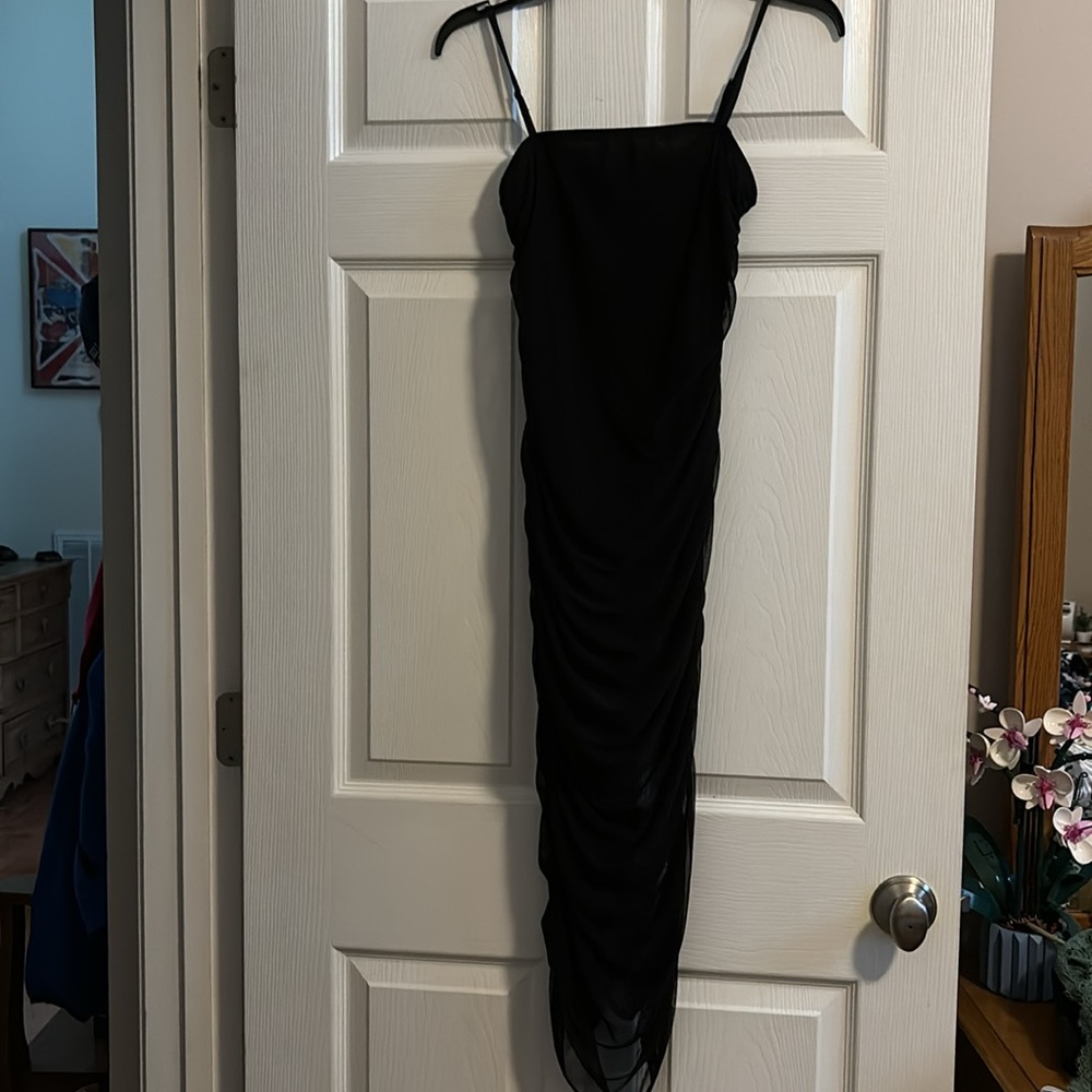 Wild fable little black dress with back zipper and sheer at bottom size small